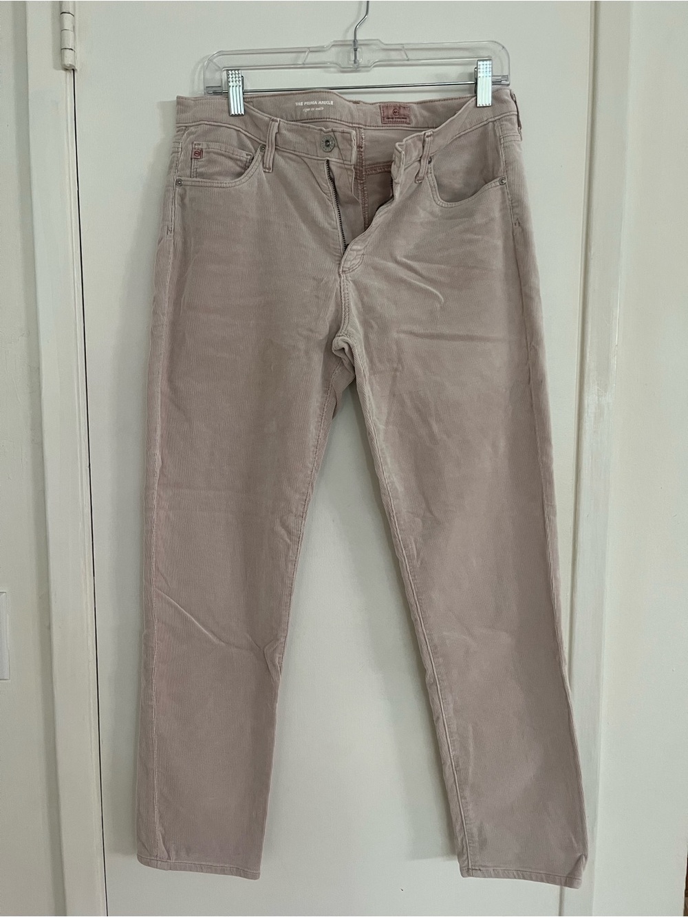 AG Adriano Goldschmied Straight-Leg Corduroy Pants in Dusty Blush